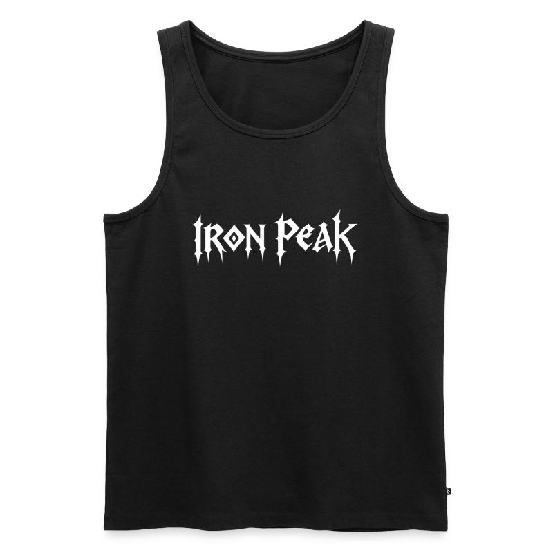 Schwarzes Tank Top mit dem gotischen Iron Peak Logo — das Teil, das Ivar trägt